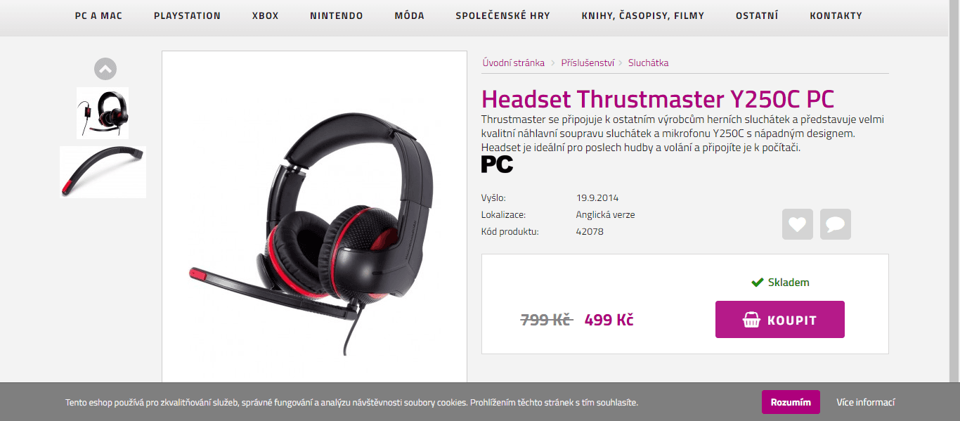 Sluchátka s mikrofonem Thrustmaster Y-250C