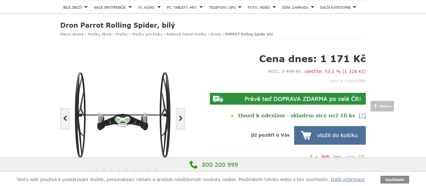 Mini dron Parrot Rolling Spider White