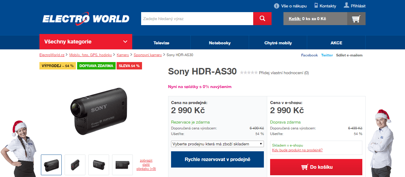 Akční kamera SONY, 16,8MPx, stabilizace