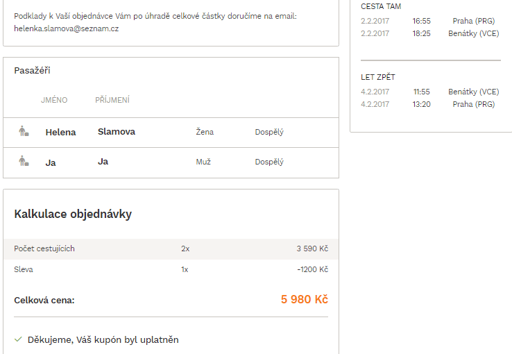 Sleva 1200 Kč na všechny letecké dovolené