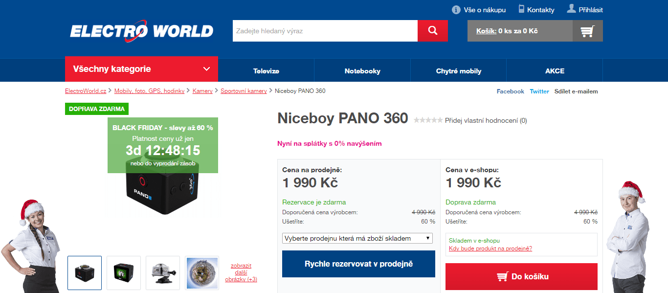 Akční 360° kamera NiceBoy PANO, Wifi, 12MPx