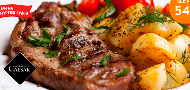Steakové vepřové menu s oblohou pro dva