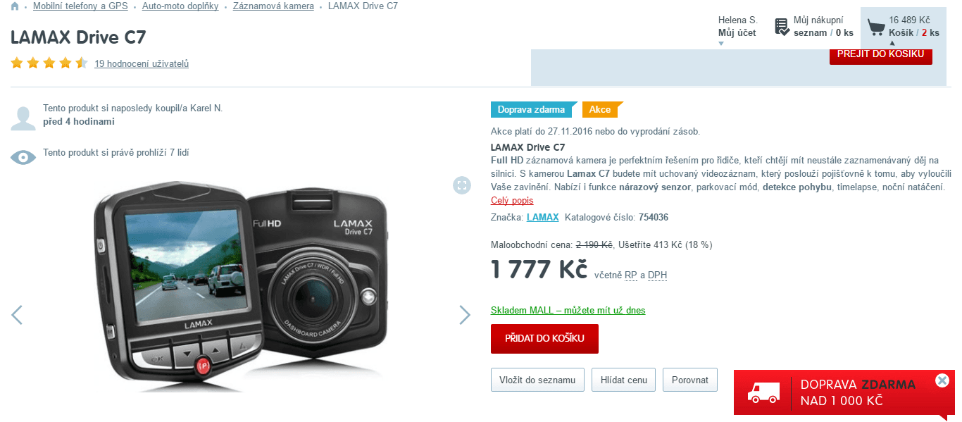 Autokamera, blackbox LAMAX DRIVE C7