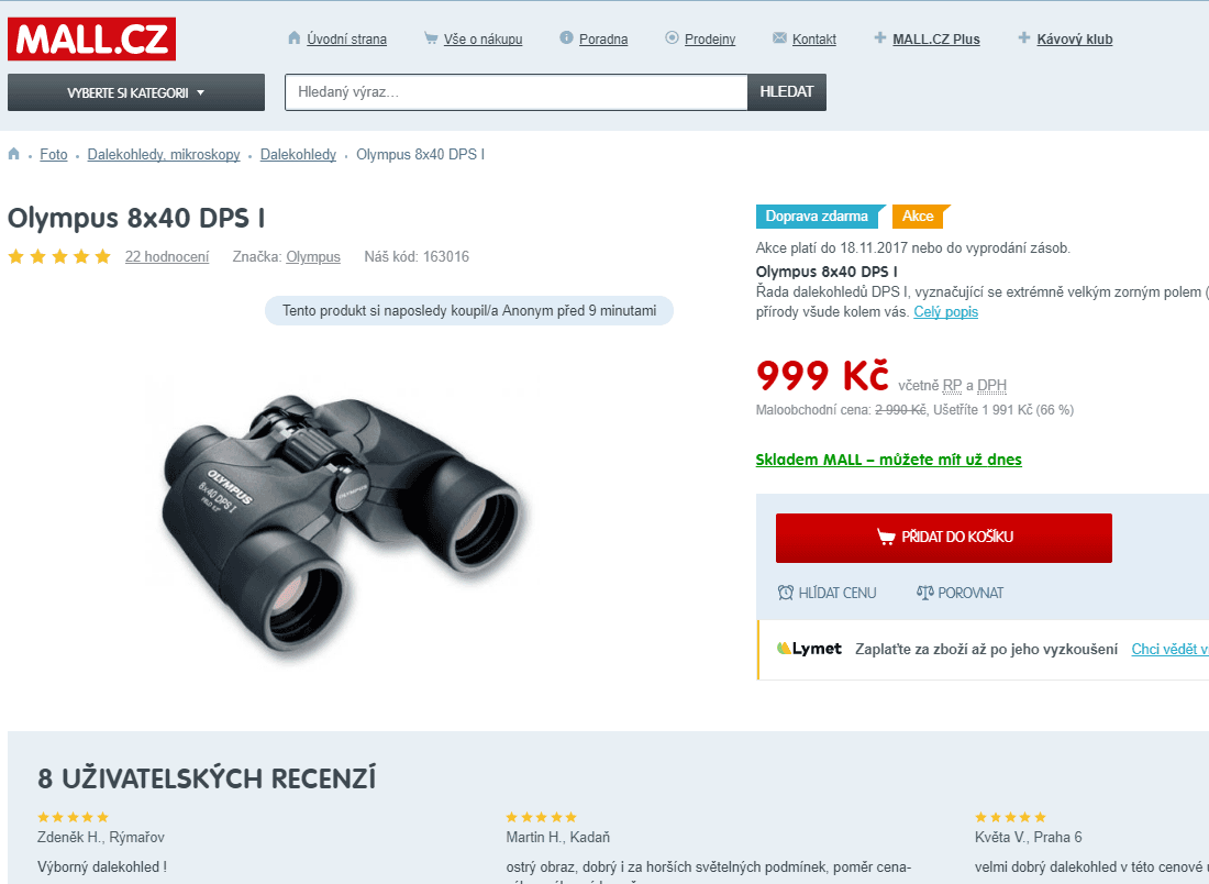 Dalekohled Olympus 8x40 DPS I - 8x