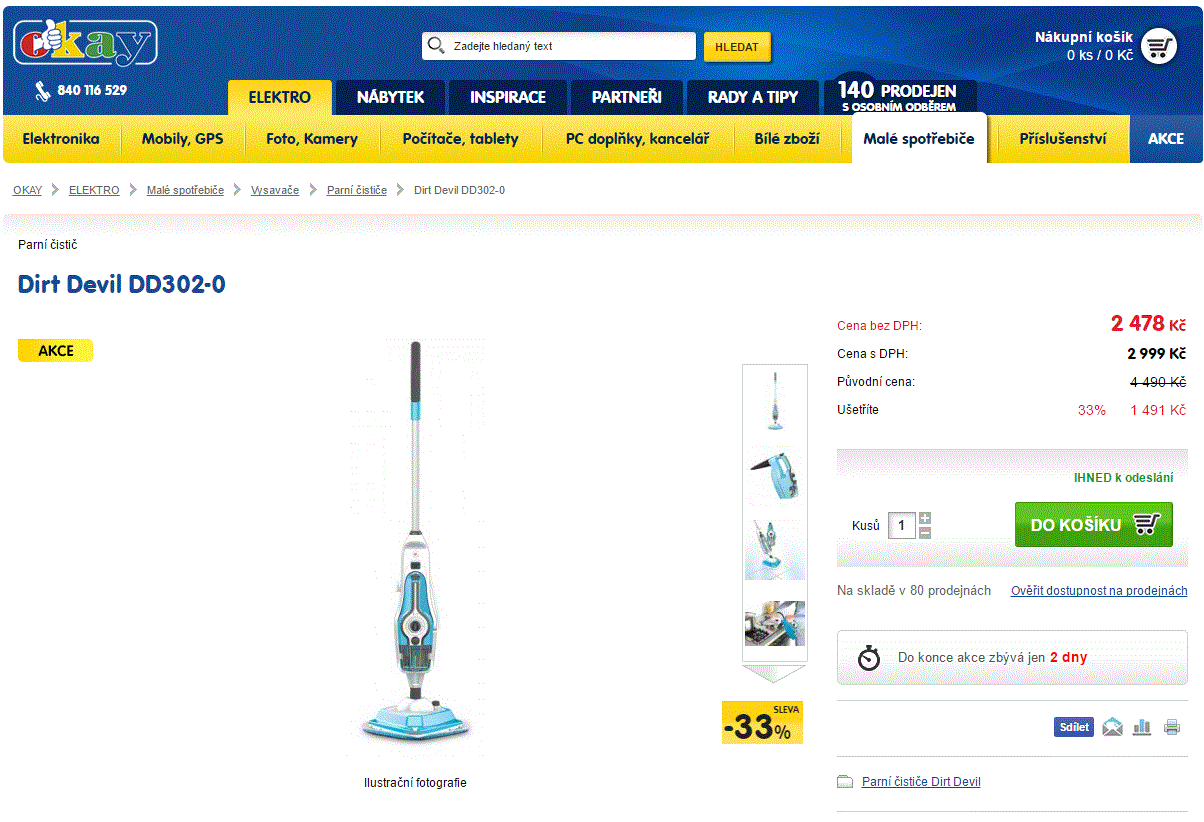 Parní mop 2v1 DIRT DEVIL AquaClean