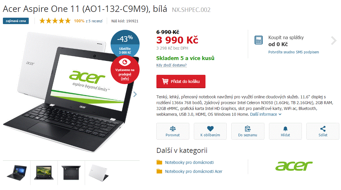 Cloudbook Acer, 2,16GHz, 2GB RAM, 11,6"