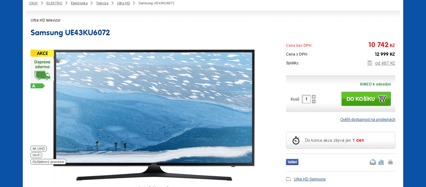 Ultra HD TV, Smart, 108cm, Samsung