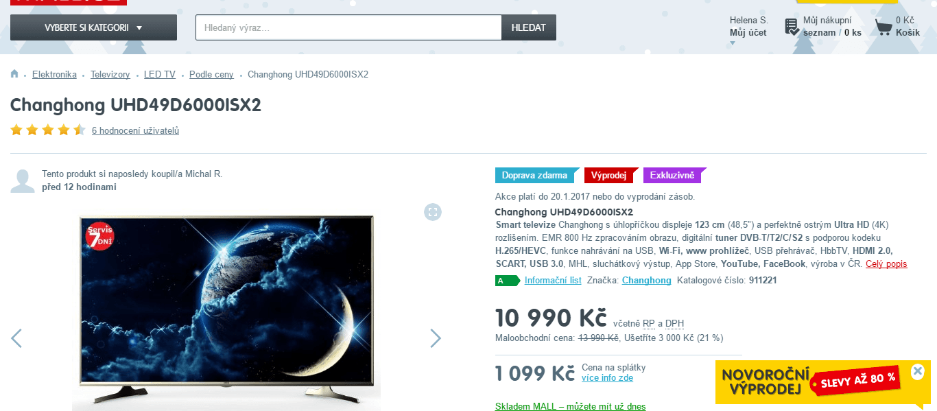Ultra HD TV, Smart, 123 cm, Changhong