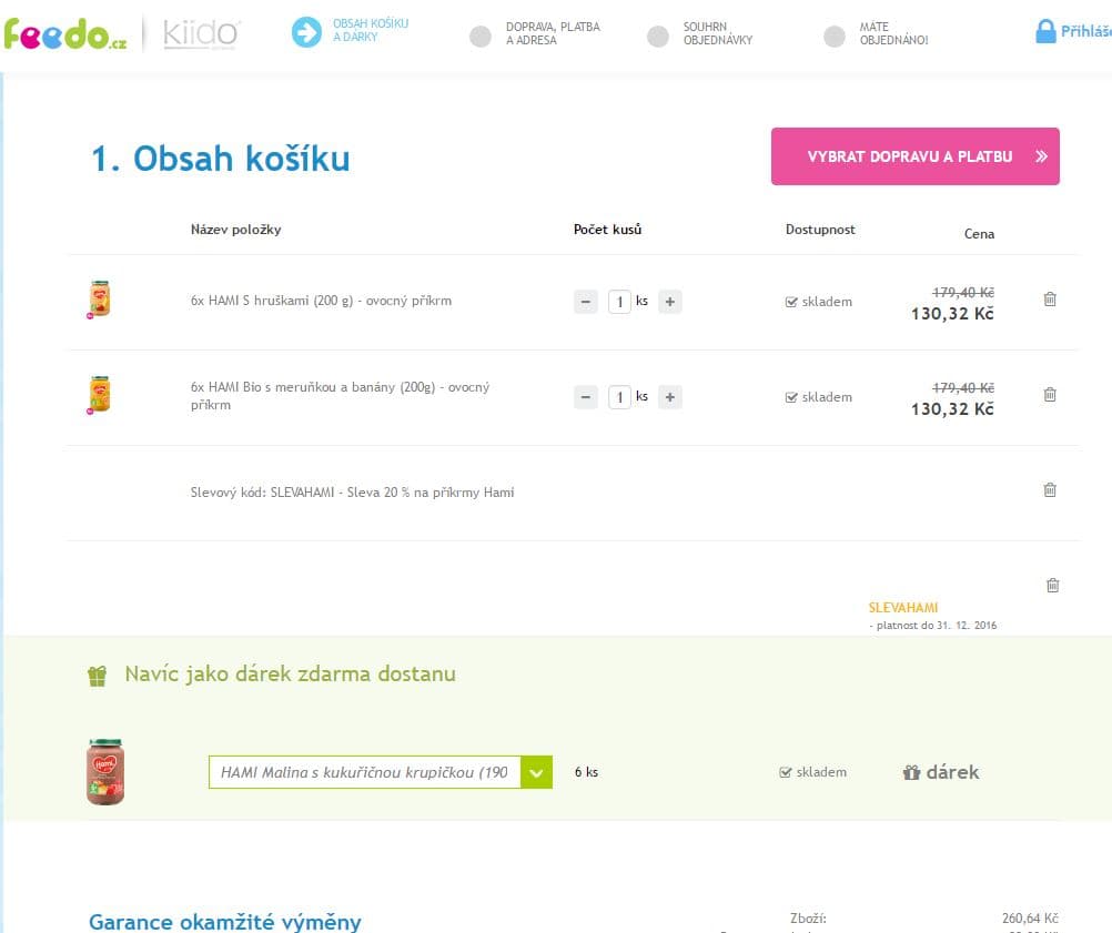 Příkrmy Hami 2+1 zdarma +20% kód