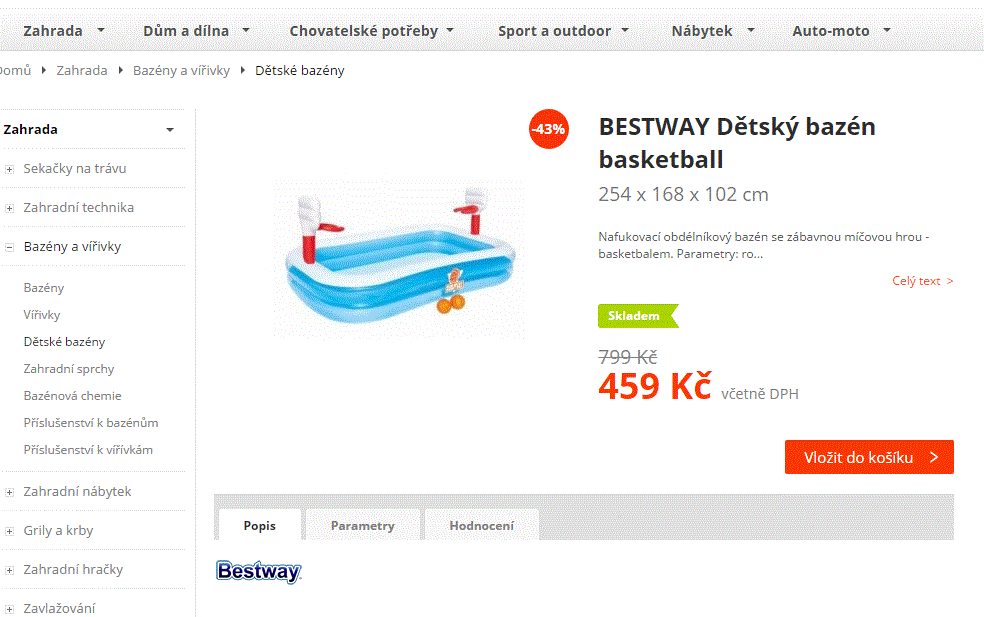 Bazén BESTWAY Basketball 254x168cm