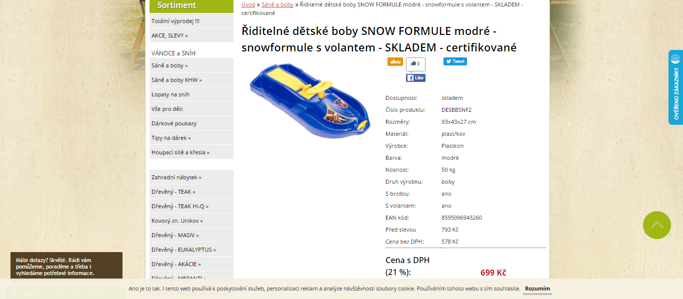 Řiditelné boby Snow Formula