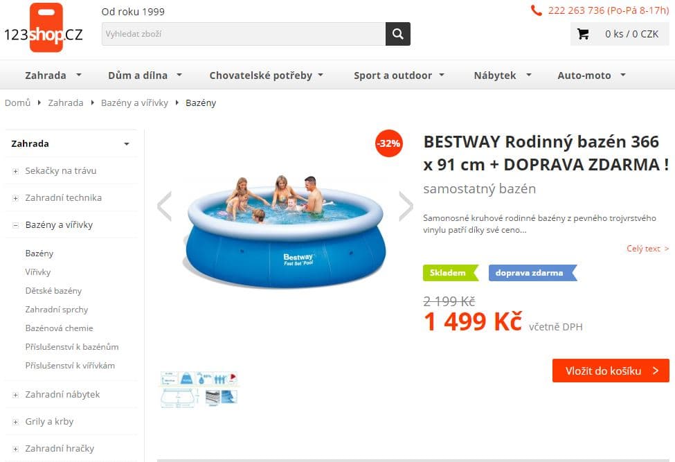 Bazén Bestway rodinný 366 x 91cm
