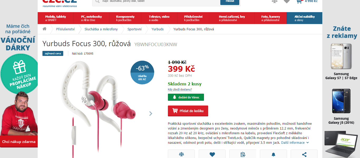 Sluchátka na sport Yurbuds Focus 300
