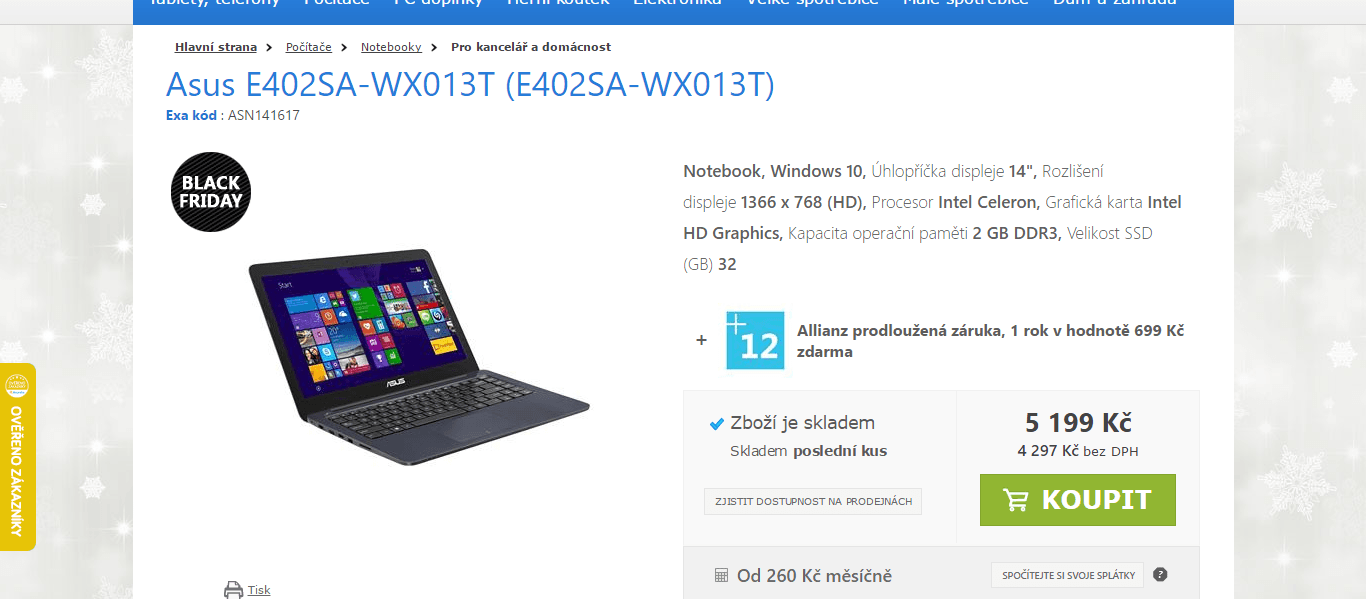 Asus EeeBook, 1,6GHz, 2GB RAM, 14"