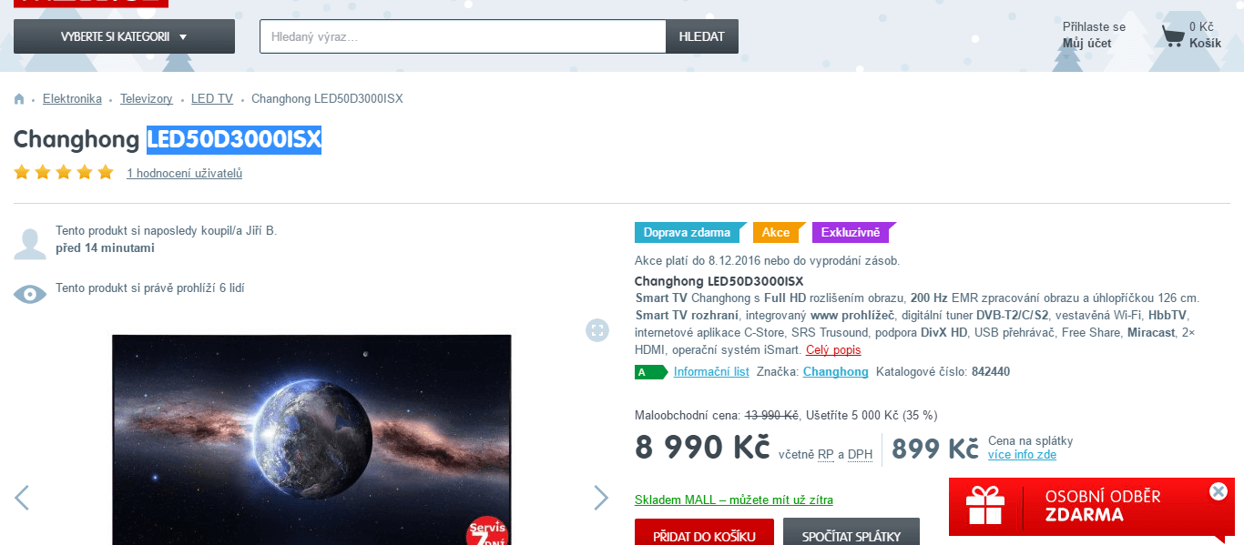 Full HD, LED TV, Smart, 126 cm, Changhong