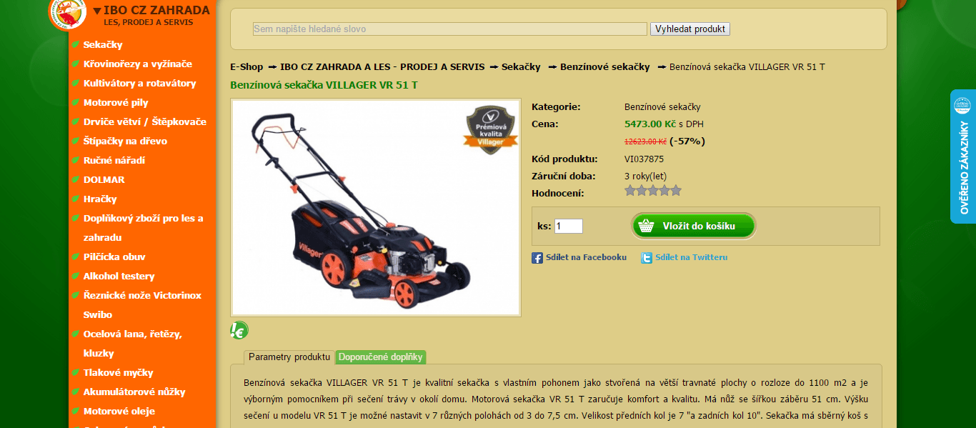 Benzínová sekačka VILLAGER VR 51 T