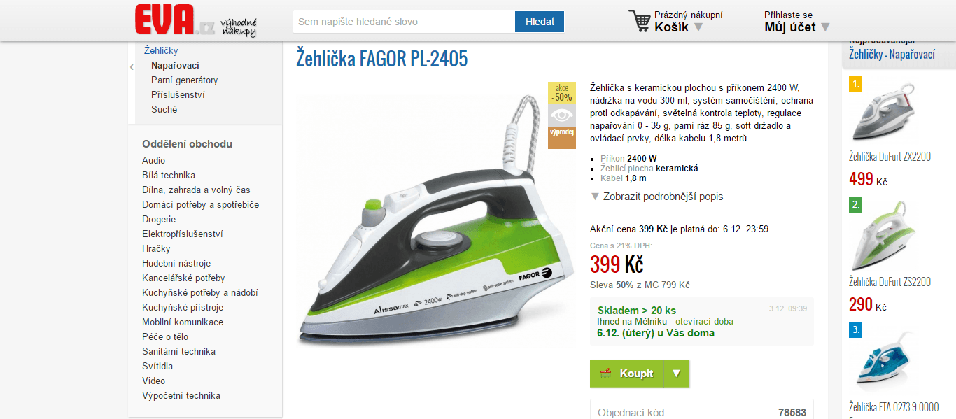 Napařovací žehlička Fagor PL- 2405