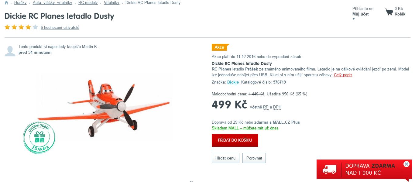 Dálkově ovládané letadlo Dusty