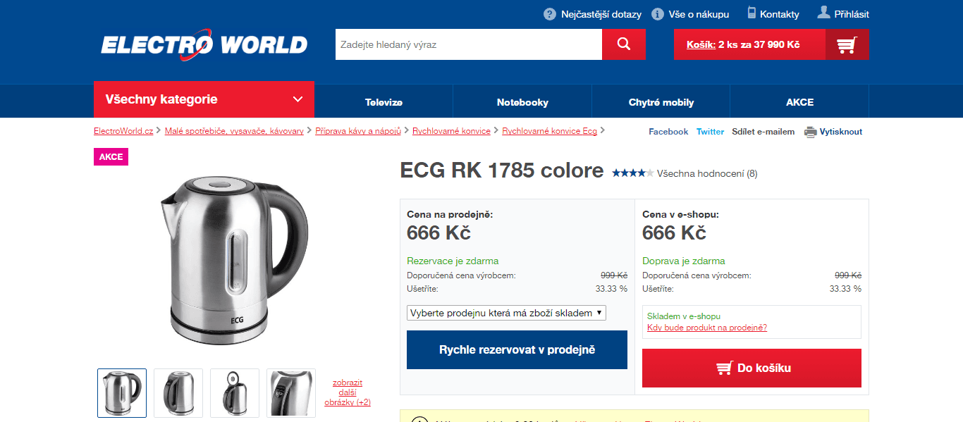Rychlovarná konvice s nastavením teploty ECG