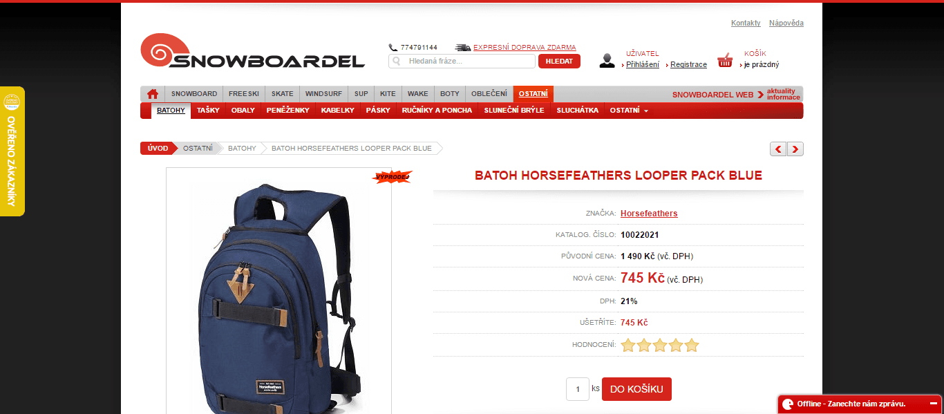 Batoh Horsefeathers Looper Pack Blue