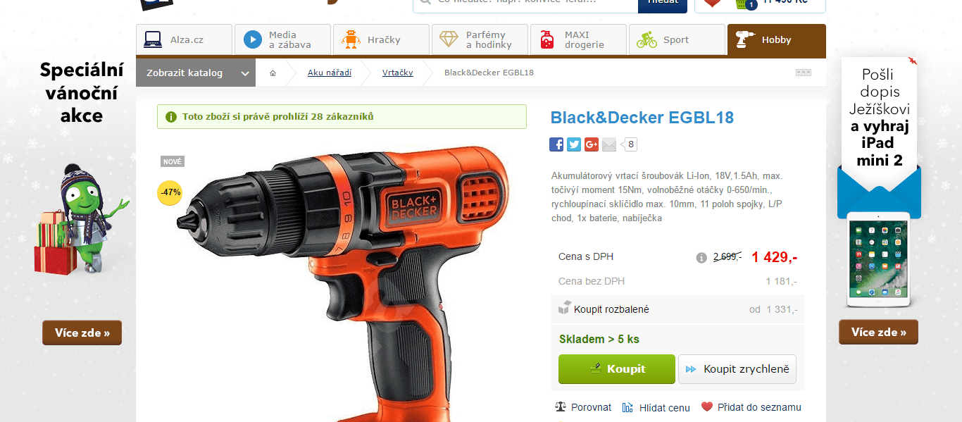 Aku vrtací šroubovák Black & Decker EGBL18