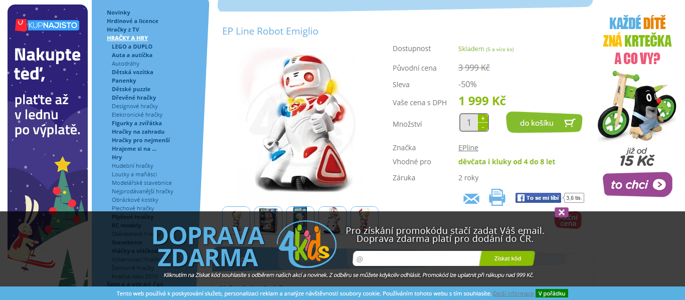 Velký robot EP Emiglio, 53 cm