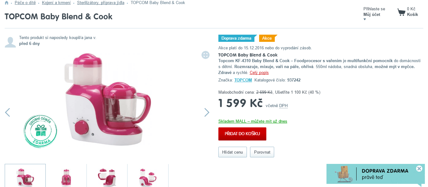 Parní vařič - mixuje, ohřívá, rozmrazuje