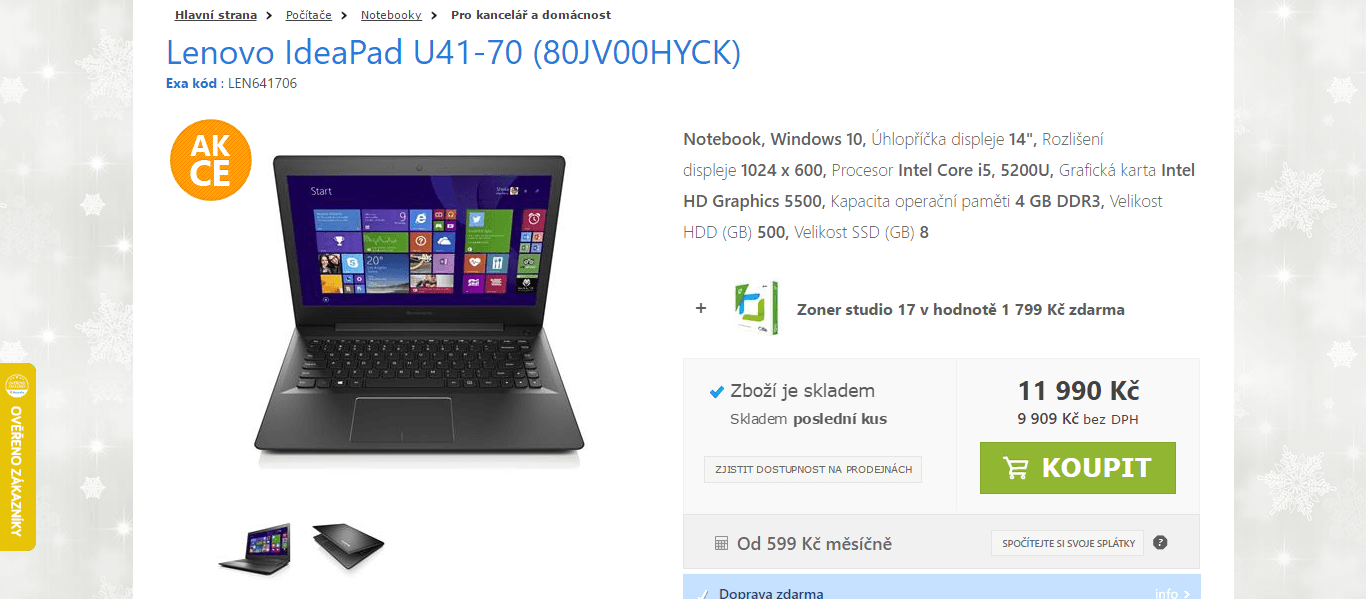 Lenovo, i5 2,7GHz, 4GB RAM, 14"