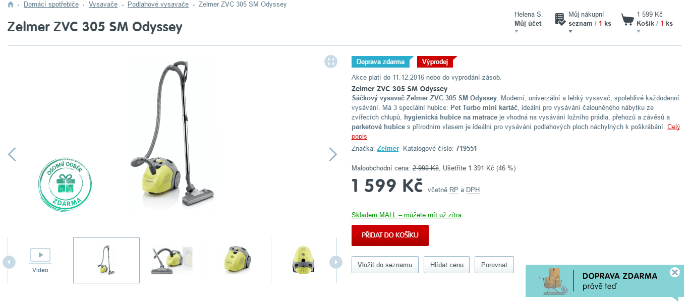 Vysavač Zelmer Odyssey ZVC 305 SM 