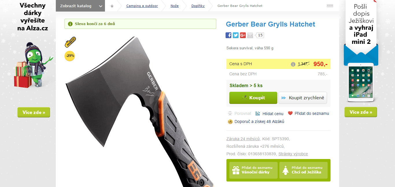 Bear Grylls Gerber Hatchet sekera