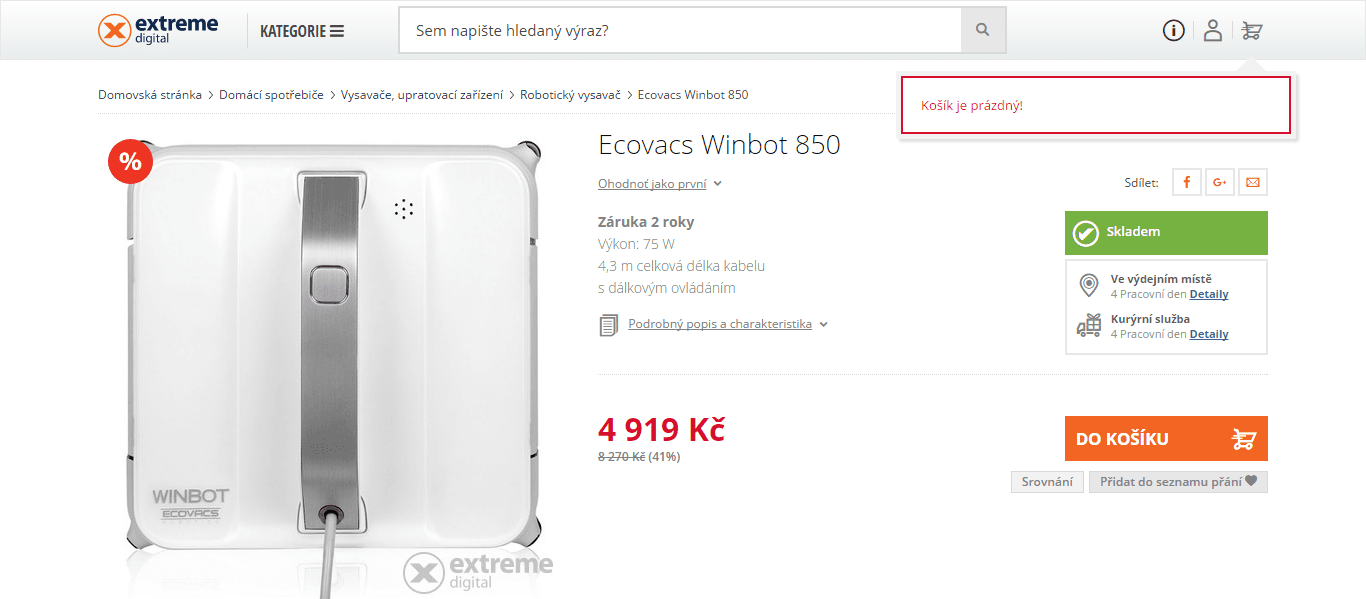 Robot, čištič oken Ecovacs Winbot 850