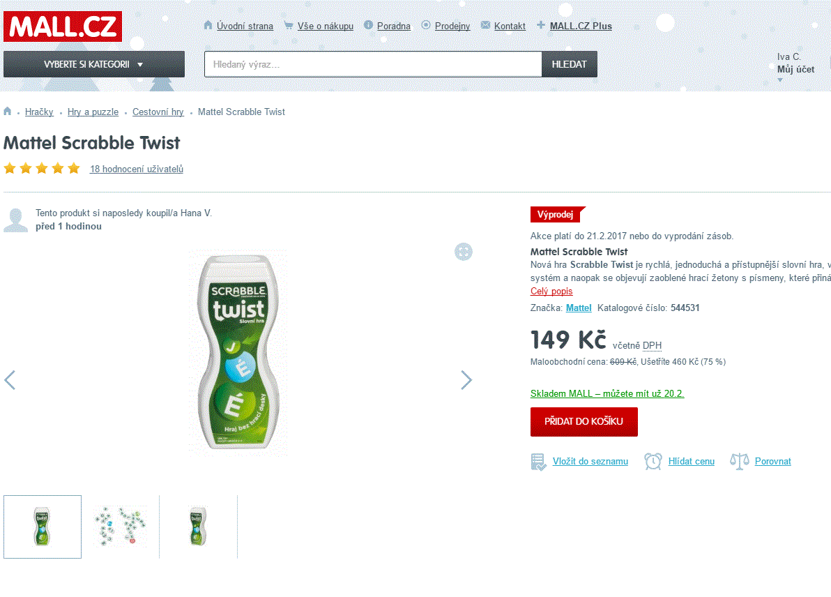 Mattel Scrabble Twist desková hra