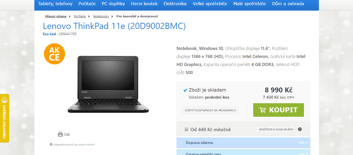 Lenovo, až 2,2GHz, 4GB RAM, 11,6"