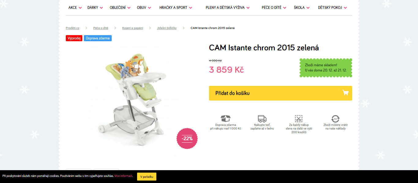 Dětská polohovatelná židlička Cam Istante