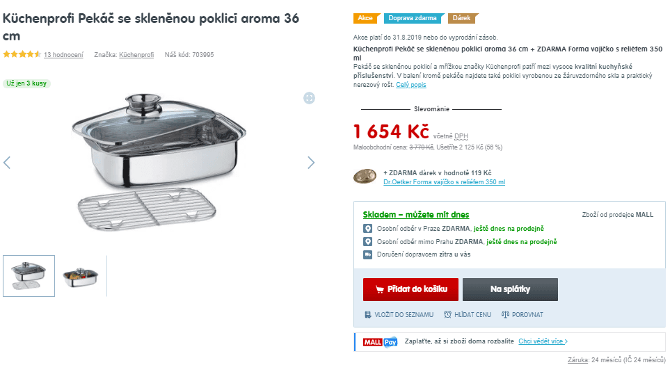 Nerez multifunkční pekáč 36 cm, Prato