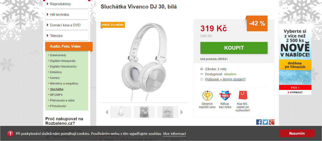 Sluchátka Vivanco DJ 30 
