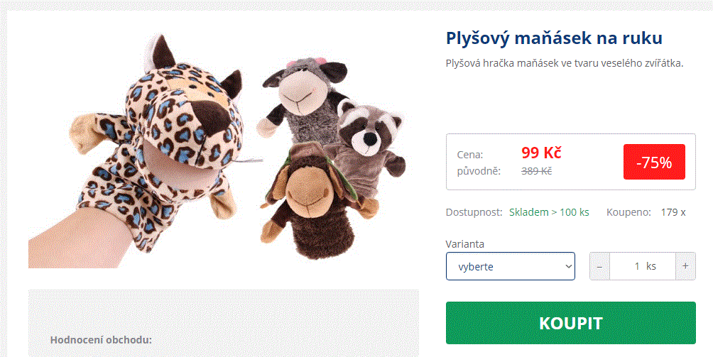 Plyšový maňásek na ruku