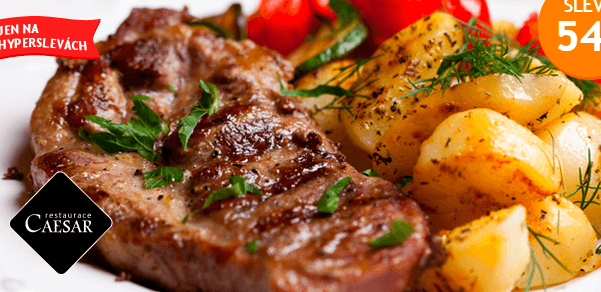 Steakové vepřové menu s oblohou pro dva