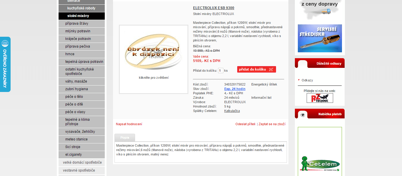 Mixér Electrolux ESB 9300 Masterpiece Collection