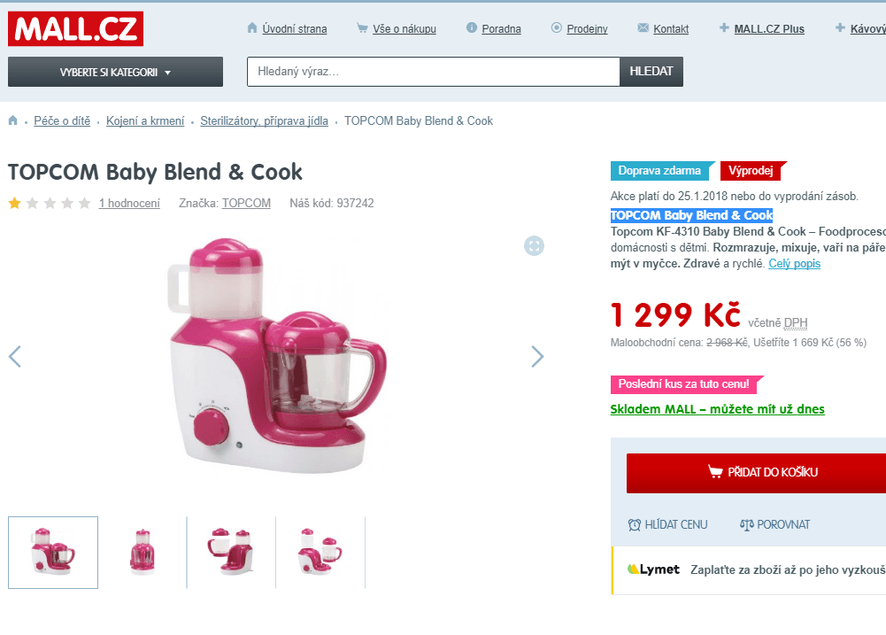 Parní vařič - mixuje, ohřívá, rozmrazuje