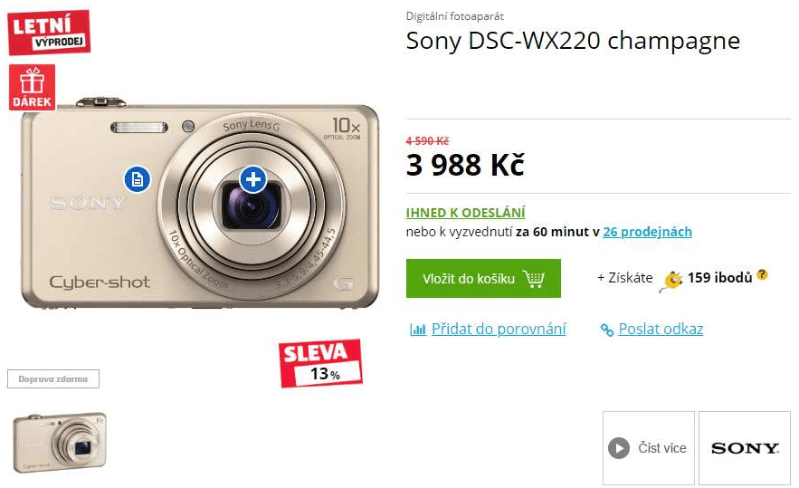Sony, 18,2MPx, 10x zoom, Wifi