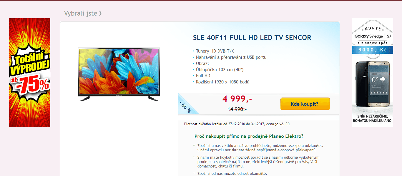 Full HD LED TV, 102 cm, Sencor