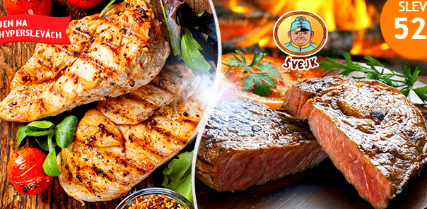 Mix steaků pro dva: 4x 100 g (kuřecí, vepřový)