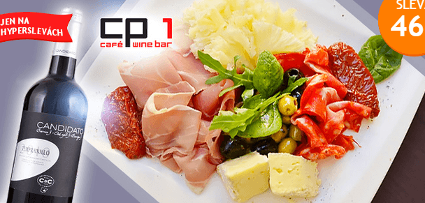 Tapas talíř- 200 g vybraných delikates, láhev vína