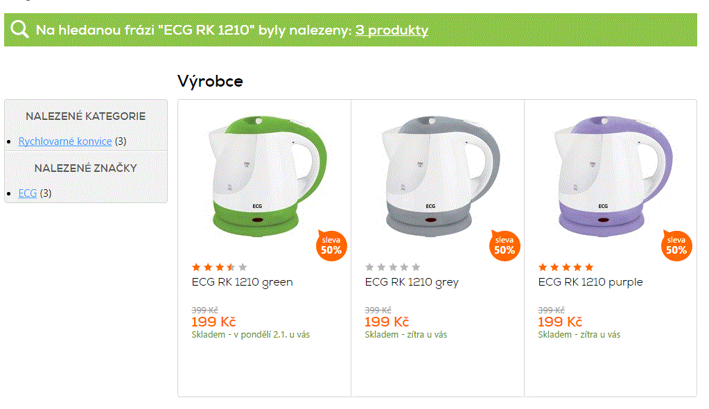 Rychlovarná konvice ECG RK 1210