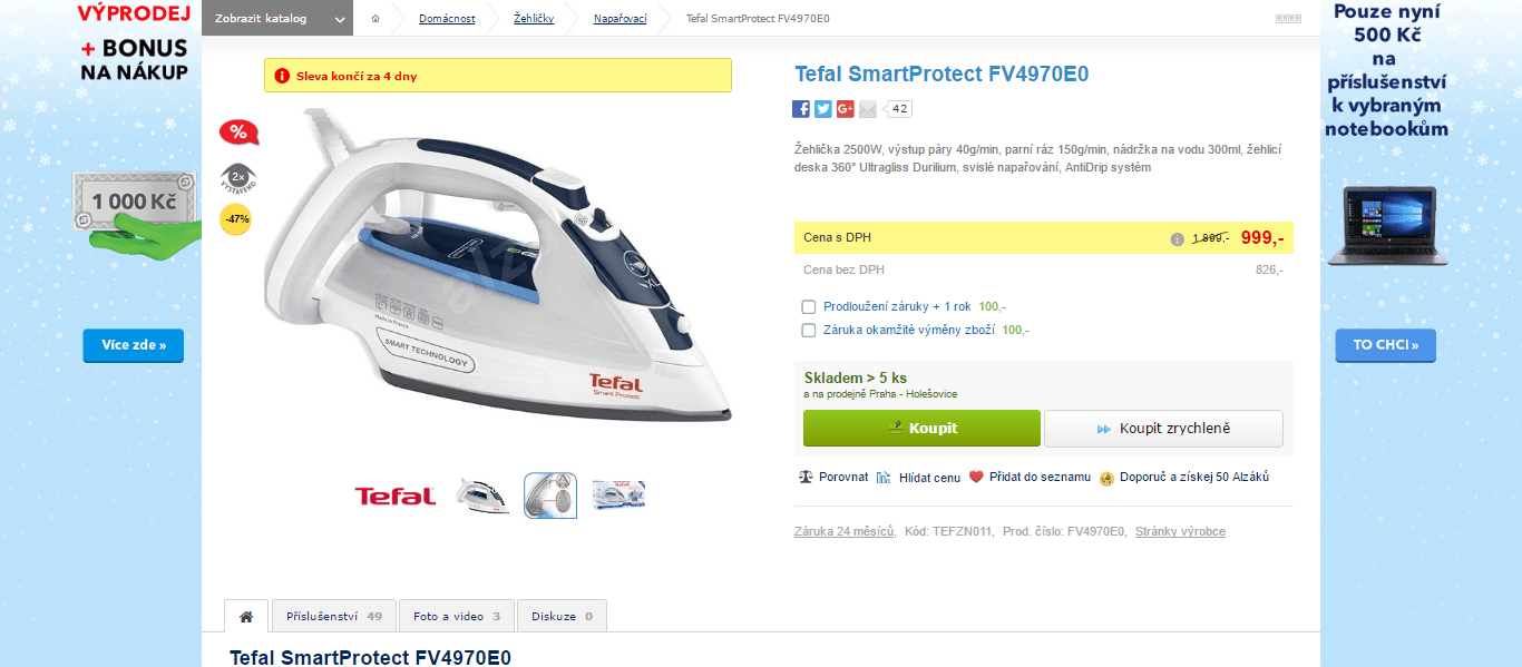 Napařovací žehlička Tefal FV 4970