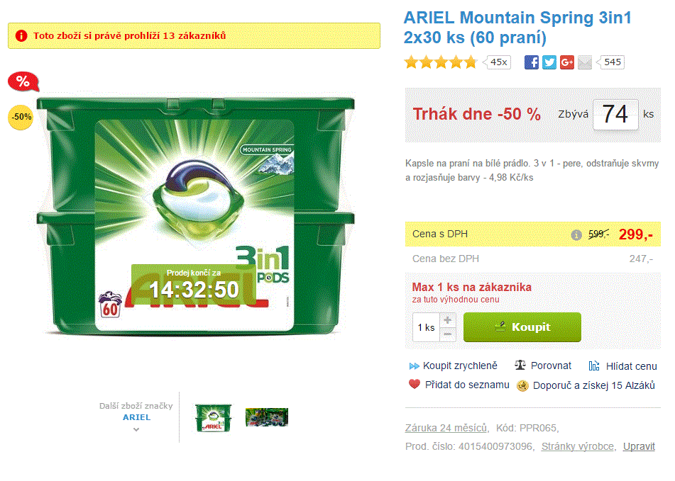 Tablety ARIEL Mountain Spring 3in1 60ks