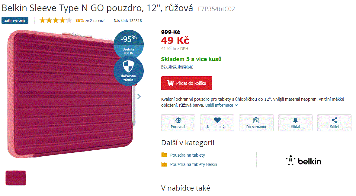 Ochranné pouzdro Belkin, 12", růžová