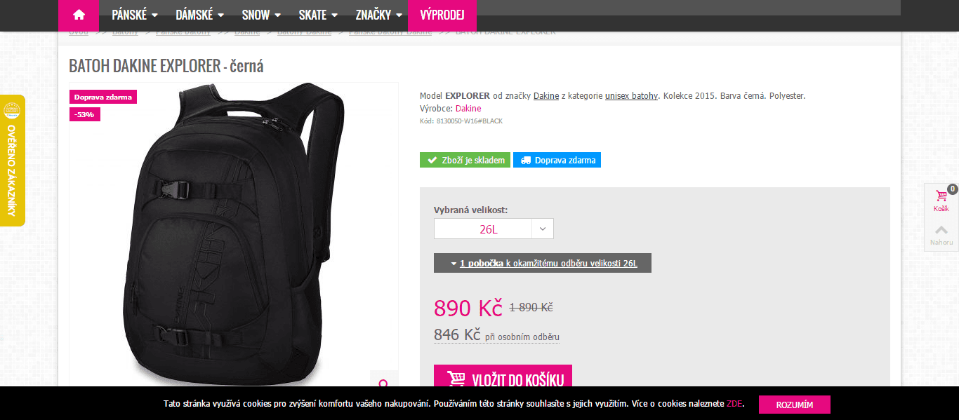 Batoh Dakine Explorer black 26l