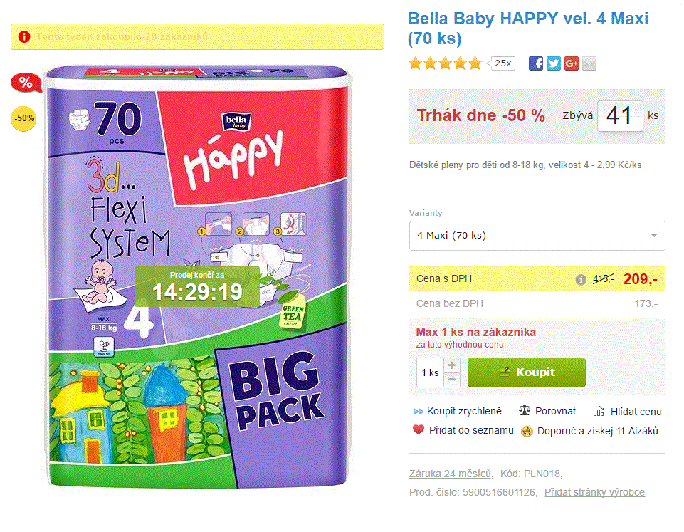 Bella Baby HAPPY vel. 4 Maxi (70 ks)